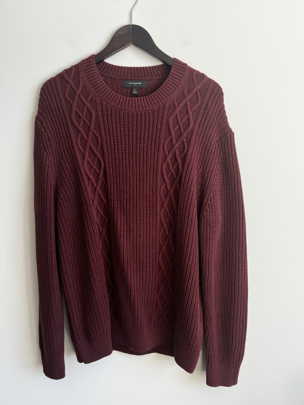 Banana Republic Cable Knit Crewneck Sweater Rust Mens L NWT